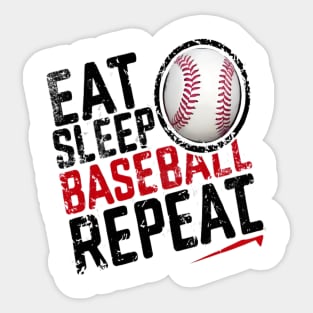 Eat Sleep Baseball Repeat Funny Baseball Player Sticker